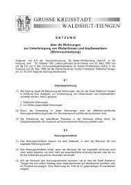 In diesem falle spricht man von einem faktischen vertrag. Wohnraumsatzung Stadt Waldshut Tiengen