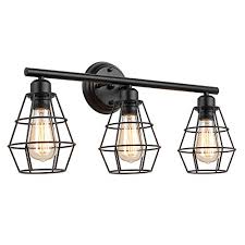 Replacing a vanity light is easy to do, even if you've had no experience with wiring. 3 Light Industrial Bathroom Vanity Light Metal Wire Cage Wall Sconce Lamp Holder Wall Fixtures Patterer Home Garden