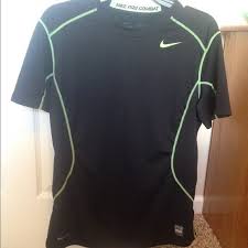 Black And Lime Green Nike Shirt Nike Pro Combat Fitted Dri Fit Mens Workout Shirts Nike Pros Nike Pro Combat