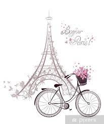Bonjour Paris Text With Eiffel Tower And Bicycle Sticker Pixers We Live To Change Paris Wallpaper Paris Art Eiffel Tower