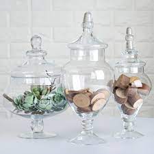 3.customer designs are available and their logos are. 3 Pcs 10 12 14 Clear Glass Apothecary Jars Containers With Lids Wholesale Ebay