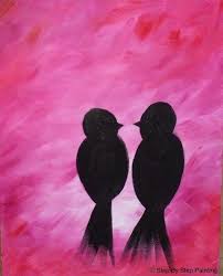 Easy Bird On Branch Silhouette How To Paint Love Birds On Branch Love Birds Painting Simple Canvas Paintings