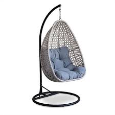 Hanging Egg Chair In Mixed Beige Rattan With Thick Light Grey Cushion Hanging Egg Love Seat Hanging Egg Chair Oversized Chair Living Room White Leather Dining Chairs