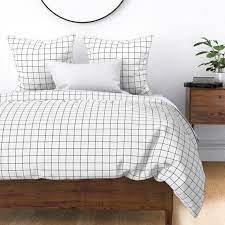 square grid duvet cover black and white windowpane grid 2 by misstiina check graph cotton sateen duvet cover bedding by spoonflower white bed covers black duvet cover duvet covers