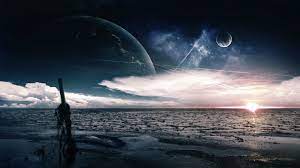 Sea 5k 4k Wallpaper Ocean Night Moon Clouds Planet Horizontal Ocean At Night Ocean Wallpaper Planets Wallpaper