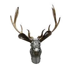 Industrial metal wall art you re currently shopping wall art filtered by style. Recycled Metal Industrial Steampunk Dear Head Sculpture Wall Art 98x48x73cm
