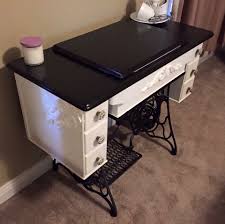 Vintage Sewing Machine Table Upgrade To Diy Makeup Vanity In 2020 Diy Makeup Vanity Diy Sewing Table Sewing Machine Tables