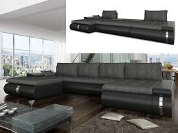 Doté d'une méridienne, souvent modulable, ce canapé vous ouvre les bras. Canape Panoramique Convertible Simili Tissu Noir Azelma