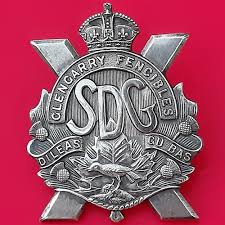 Canada The Stormont Dundas Glengarry Highlanders Silver Plate Kings Crown Cap Badge Steady The Buffs Militaria