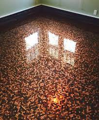 Concrete Contractor Installs Wall To Wall Penny Floor Concrete Decor Bathroom Floors Diy Penny Floor Designs Penny Floor