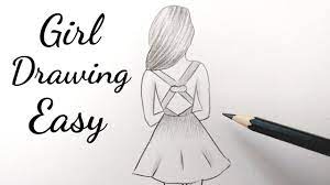 She is wearing yellow clothes and a yellow headband with animal ears. How To Draw A Girl Easy Back Side Drawing Of A Girl Easy Step By Step Pencil Sketch Of Girl Tutorial Youtube