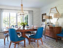 Dorsey midnight blue wood dining chair with cross back and rush seat (set of 2) (17.72 in. Blue Leather Dining Chairs With Brass Nailhead Trim Transitional Dining Room