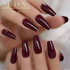 Over the years, new red shades have been created and now you can choose from a variety of different tones from classic red, to dark. Amazon Com Eda Luxury Beauty Dark Red Burgundy Luxe Design Full Cover Press On Nails Acrylic Nail Kit Artificial Nail Tips False Nails Extra Long Ballerina Coffin Square Nail Art Super Fashion