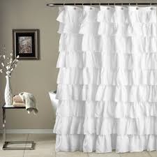 Ruffle Shower Curtain In Green White Ruffle Shower Curtain Ruffle Shower Curtains Shabby Chic Bathroom