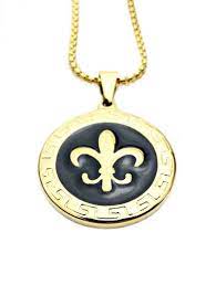 Men S Gold Fleur De Lis Necklace Men S Gold Etsy Silver Man Bracelets For Men Men S Necklace