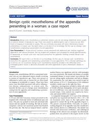 Benign Cystic Mesothelioma Of The Appendix Presenting In A Woman A Case Report