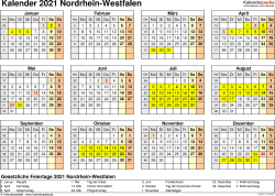 Hälfte mit kalenderwochen und feiertagen. Kalender 2021 Nrw Ferien Feiertage Pdf Vorlagen