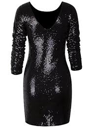 Vijiv Womens Sparkle Glitzy Glam Sequin Long Sleeve Flapper