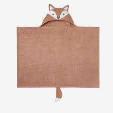 Elegant baby hooded bath wrap towel in tan. Rust Fox Hooded Baby Bath Wrap Elegant Baby