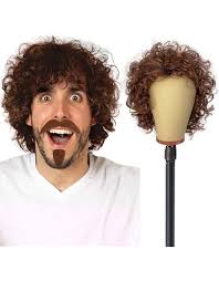 COWANIEE Brown Curly Wig for Men, 80s Mullet Wigs : Amazon.co.uk: Beauty