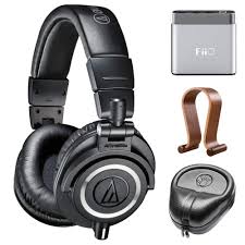 Amazon Com Audio Technica Professional Studio Headphones Black Ath M50x W Amplifier Bundle Includes Fiio A1 P Black Headphones Studio Headphones Headphones