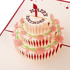 This fun pop up birthday cake slice card looks fantastic and would really stand out amongst a sea of supermarket bought cards! Unomor Happy Birthday Card For Her 3 Layers Cake Pop Up Birthday Card With Cute Red Candle Envelope Included Best Buy Online In United Arab Emirates At Desertcart Ae Productid 46409272