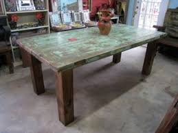 Perfect Green Dining Table Made From Mesquite Doors Imported From Mexico Rustic With Spice Of Modern C Dining Table Modern Rustic Decor Farmhouse Dining Table