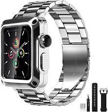 4.5 out of 5 stars 930. Amazon Com Hualimei Case With Band For Apple Watch 44mm Series 6 Se Rugged Metal Bumper Case Stainless Steel Band With Built In Tempered Glass For Iwatch 5 4 Full Protective Cover Straps Screen