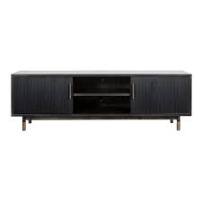 Black And Gold Tv Stand Kroon Media Console In 2020 Modern Media Console Media Console Black Media Console