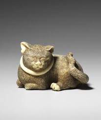 Rear view of sleeping cat netsuke. Sleeping Cat Japanese Netsuke Made Of Ivory Edo Period 1820 1840 Circa British Museum Netsuke Japanese Antiques Japanese Art
