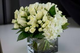 Red roses in clear vase l$75. All In White Arrangement In Miami Fl Luxury Flowers Miami