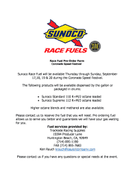 Fillable Online Race Fuel Pre Order Form Coronado Speed