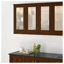 Edserum Glass Door Wood Effect Brown Ikea Crockery Cabinet Design Kitchen Furniture Design Crockery Unit Design