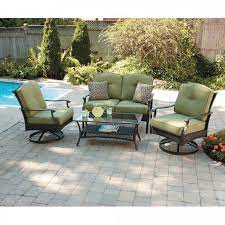 4 Seater Steel Conversation Set Outdoor Patio Table Swivel Chairs Sofa Cushions Outdoor Furniture Sets Conversation Set Patio Patio Furniture Sets