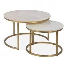 The marble top rests on a finely sculpted walnut base. Madison Nesting Coffee Tables Marble Top Brass Couchtisch Weiss Wohnzimmertische Retro Tischlampen