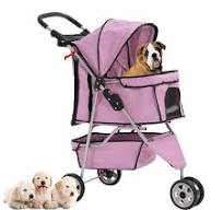 New Pink Pet Stroller Cat Dog Cage 3 Wheels Stroller Travel Folding Carrier