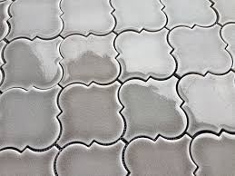 Handmade arabesque san felipe tiles provide a rustic look using interlocking geometric shapes inspired by spanish colonial designs. Dove Gray Arabesque Glazed Ceramic Mosaic Tile