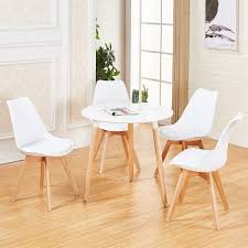 Shop our best selection of glass dining table set & modern dining table and chairs at great low price. White Round Dining Table And 4 Chairs Set Kitchen Dining Room Retro Solid Wood Ebay