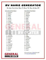 Rv Dealer Name Generator Names Rv