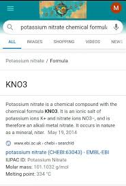 Potassium Nitrate Chemical Formula Kno3 Search For More Information On Google Potassium Nitrate Chemical Formula Chemical
