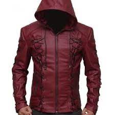 Hooded Arsenal Arrow Colton Haynes Hooded Real Leather Jacket Celebrity Jackets Leather Jacket With Hood Leather Jacket Men