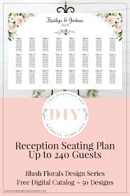 wedding seating chart poster landscape 36x24 blush florals