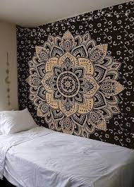 Black And Tan Mandala Tapestry Black Mandala Tapestry Genel Duvar Halilari Mandala Lotus