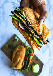 Roasted Eggplant Banh Mi By Chocolateforbasil A Vegan Version Of A Vietnamese Banh Mi Sandwich Stuffed W Vegetarian Sandwich Vegetarian Vegan Recipes Recipes