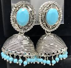 E7 Blue Indian Earrings Jhumka Jabells Indian Wedding Jewelry
