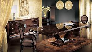 Corinthian style fluted pedestals and intricate carvings, ornate metalwork, and leather accents throughout the collection. Dining Table With Rectangular Countertop Monte Carlo Giorgio Collection Luxury Furniture Mr