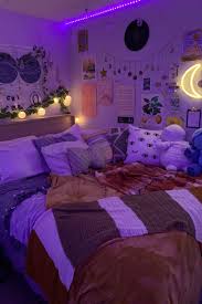 Bedroom Dormitory Apartment Lighting Purple Violet In 2020 Room Ideas Bedroom Chill Room Dorm Room Decor