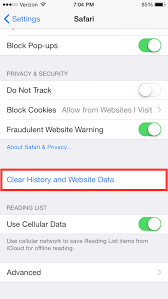 Ios Clearing Cache And Cookies