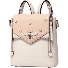 Pu Leather Bee Faux Pearl Backpack Apricot 2895 Rsd Liked On Polyvore Featuring Bags Backpacks Bee Bags Pleather Backp Pu Leather Bag Pink Backpack Bags