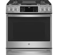 GE Profile™ 30" Smart Dual Fuel Slide-In Front-Control Fingerprint  Resistant Range